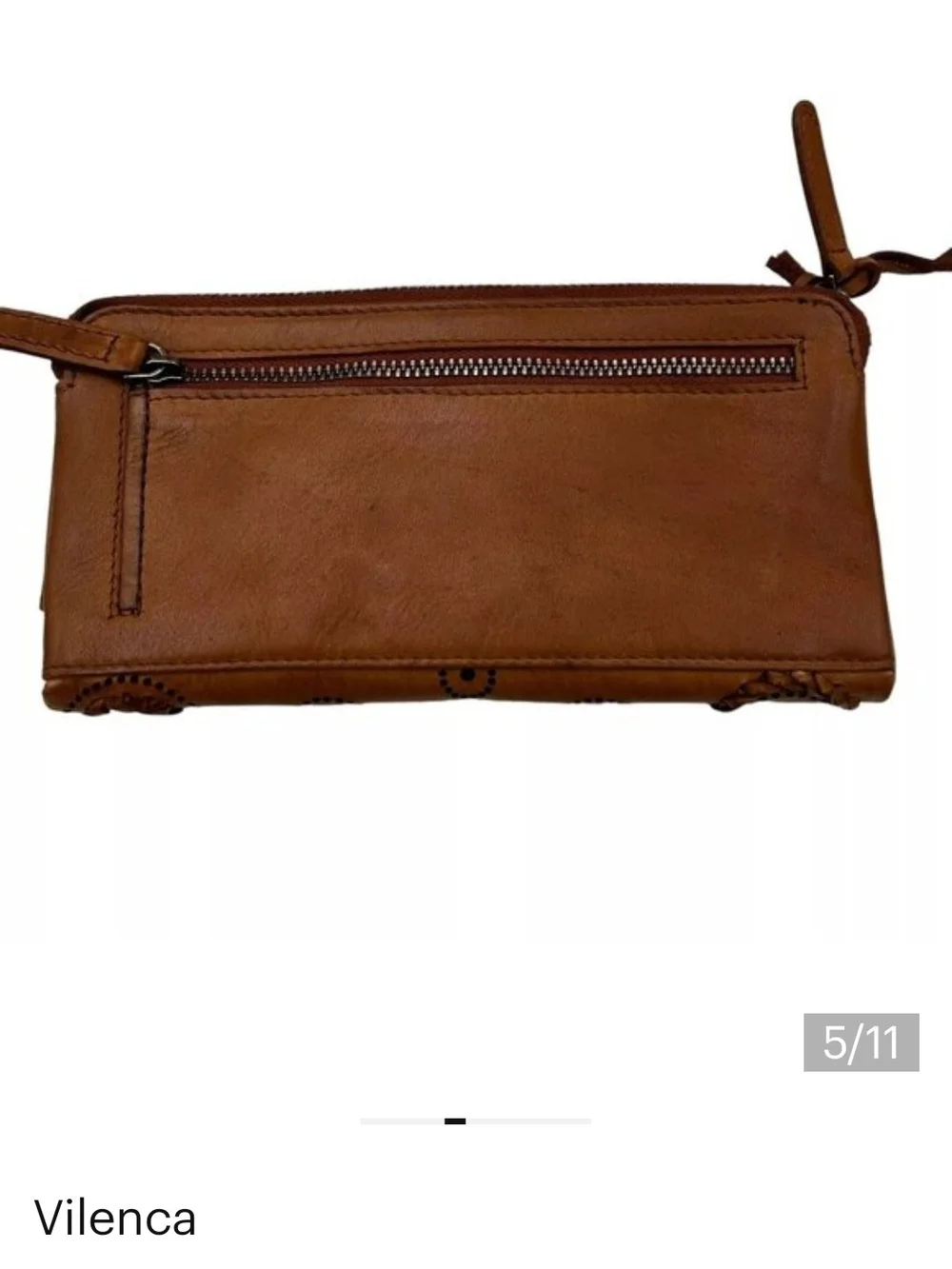 Vilenca Leather Eyelet Detail Wallet - Brown